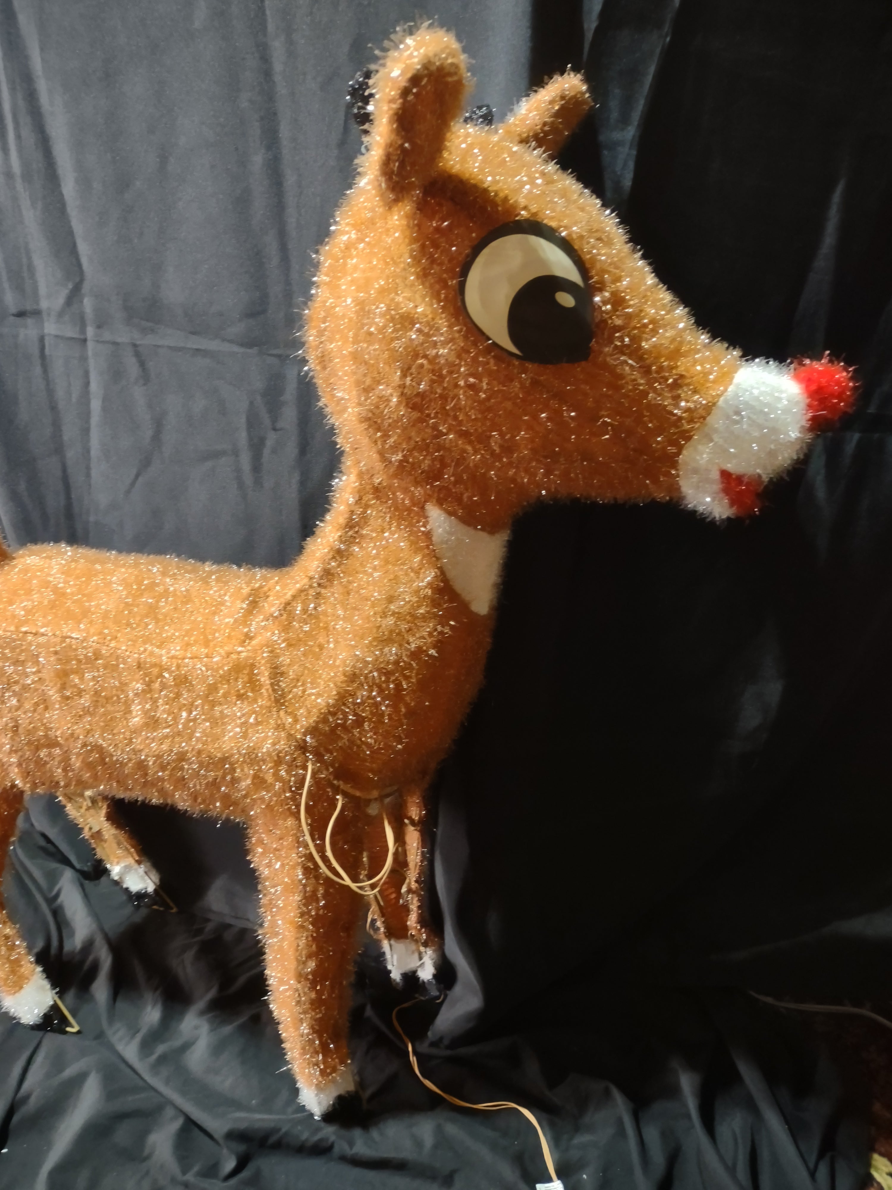 Vintage Young Rudolph Red-Nosed Reindeer Tinsel DOES NOT Light-Up Figure [4844]