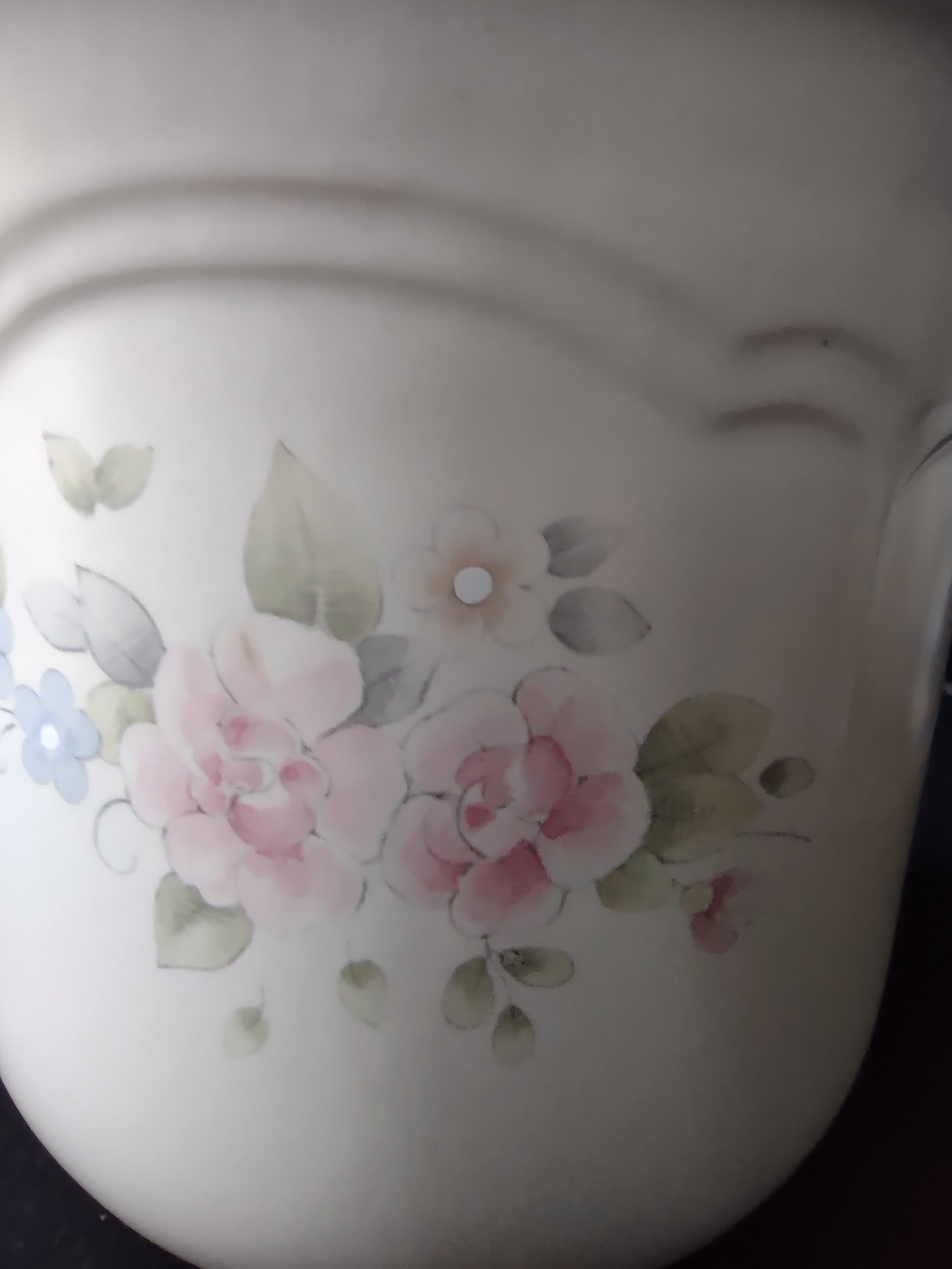 Vintage Pfaltzgraff Tea Rose Canister Pink Blue Floral Stoneware USA [6410]