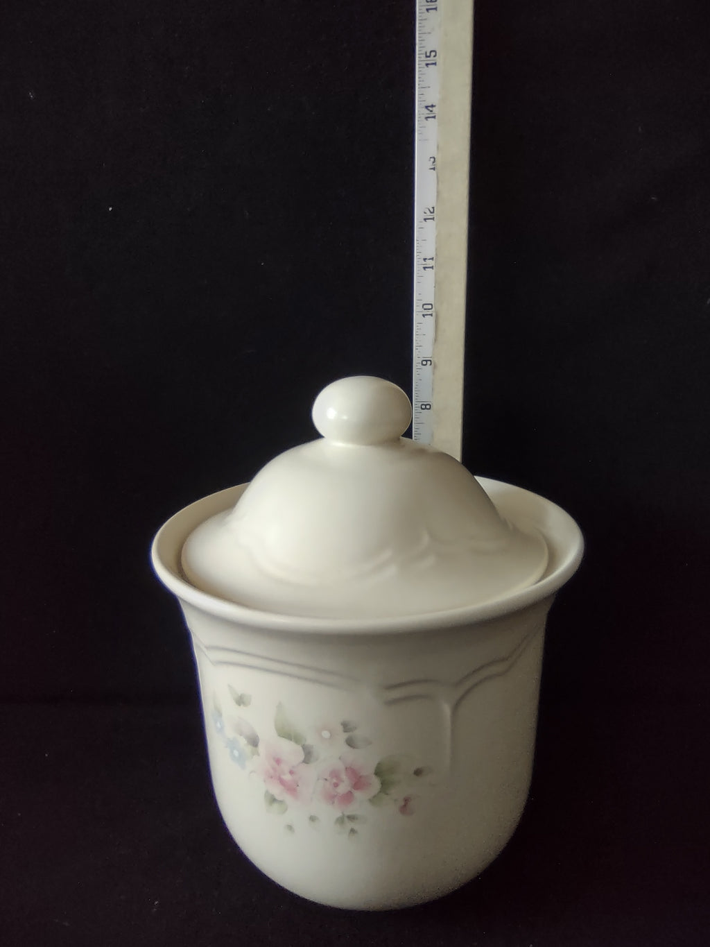 Vintage Pfaltzgraff Tea Rose Canister 2 Qt Lidded Jar Pink Floral USA [6411]