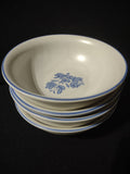 Vintage Pfaltzgraff Yorktowne Blue Floral Cereal Bowls Set of 4 [6418]