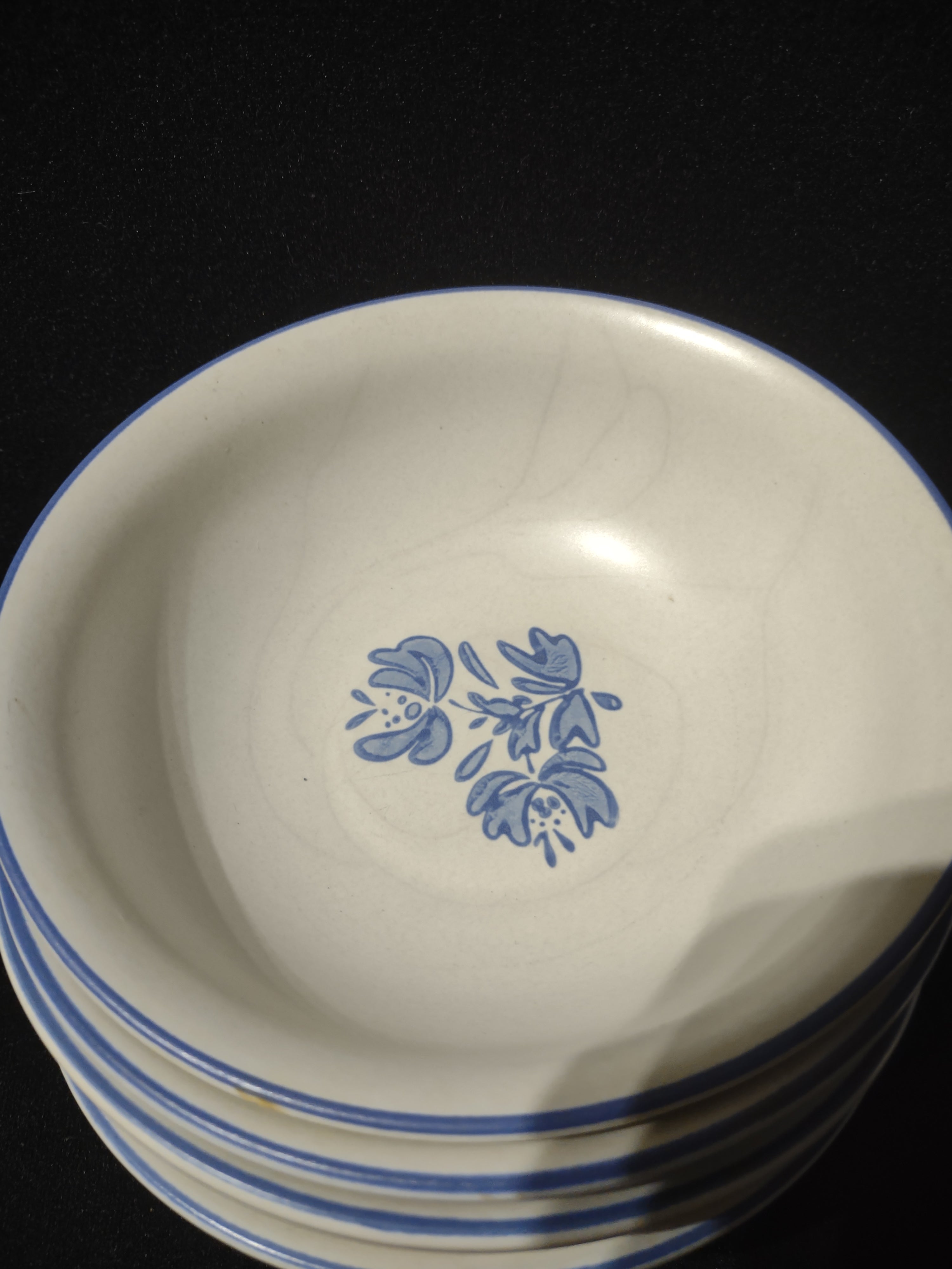 Vintage Pfaltzgraff Yorktowne Blue Floral Cereal Bowls Set of 4 [6418]
