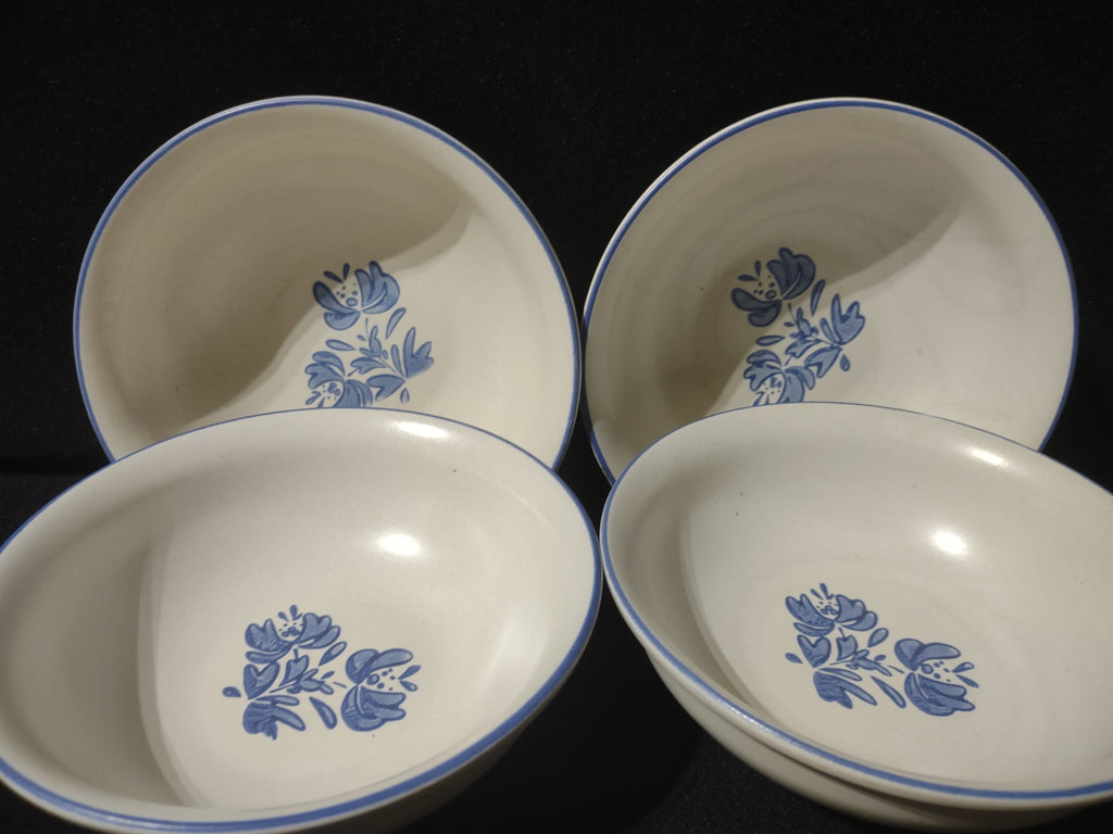 Vintage Pfaltzgraff Yorktowne Blue Floral Cereal Bowls Set of 4 [6418]