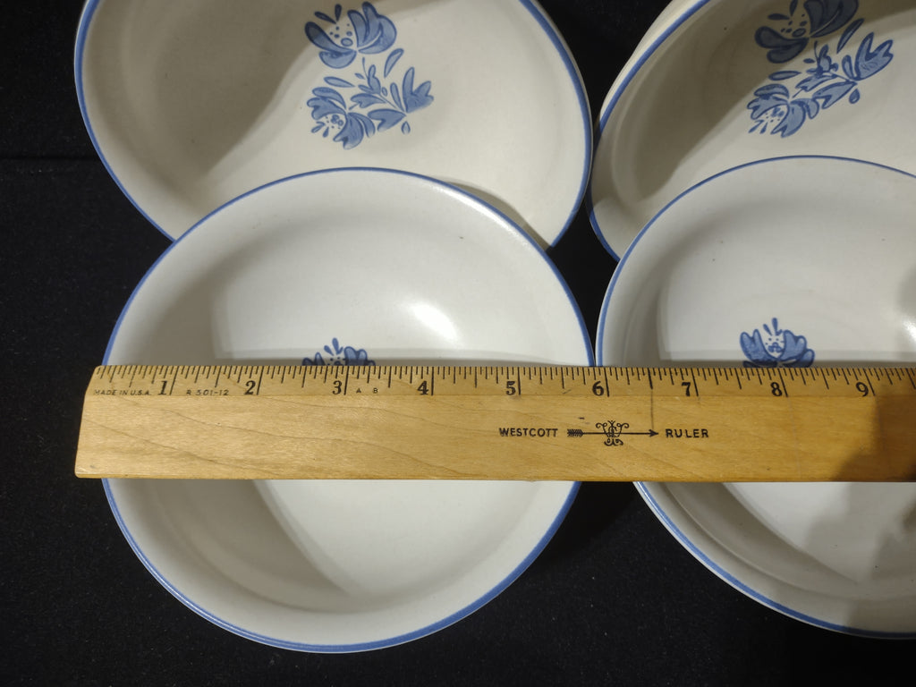 Vintage Pfaltzgraff Yorktowne Blue Floral Cereal Bowls Set of 4 [6418]