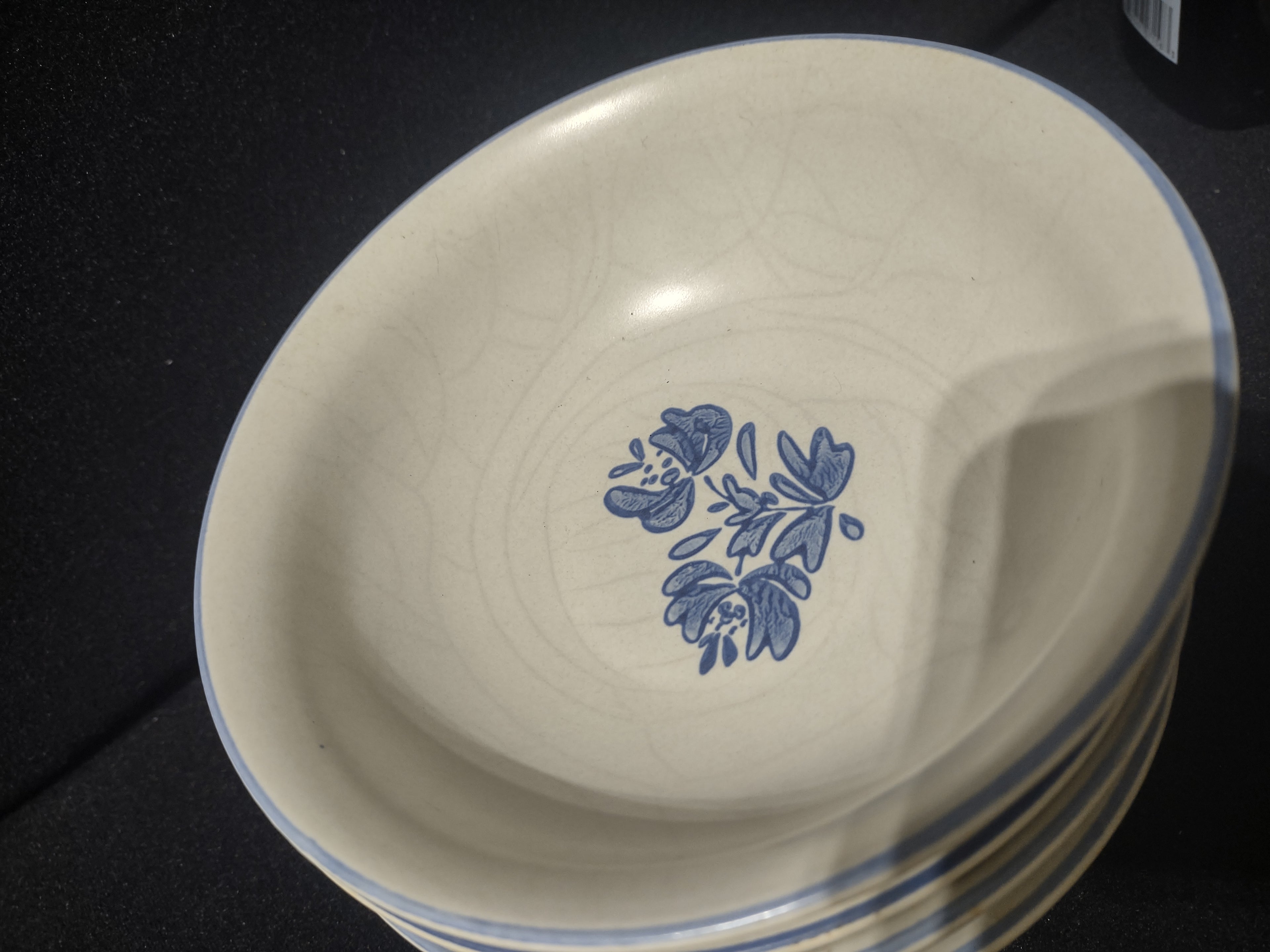Vintage Pfaltzgraff Yorktowne Blue Tulip Floral CerealSoup Bowls Set of 4 [6419]