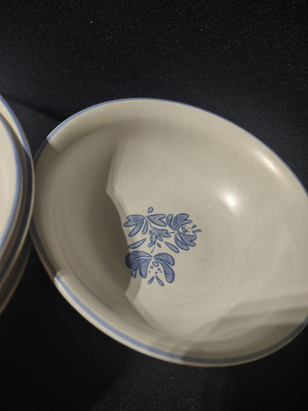 Vintage Pfaltzgraff Yorktowne Blue Tulip Floral CerealSoup Bowls Set of 4 [6419]