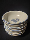 Vintage Pfaltzgraff Yorktowne Blue TulipFloral Cereal Soup Bowls Set of 7 [6420]