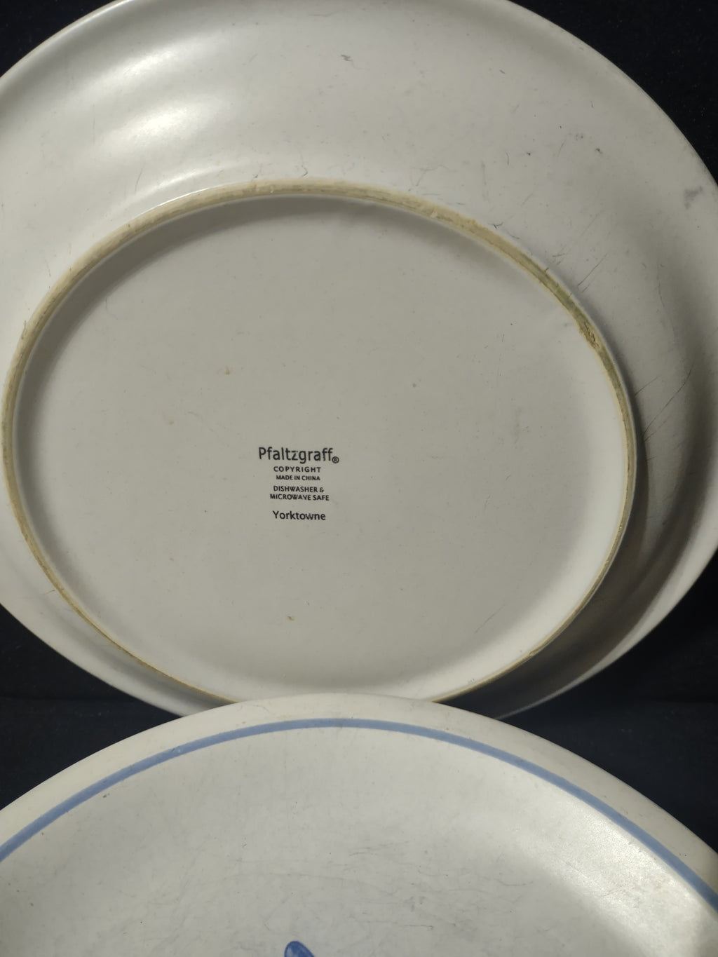 Vintage Pfaltzgraff Yorktowne Blue Floral Dinner Plates 10 Inch Set of 4 [6421]