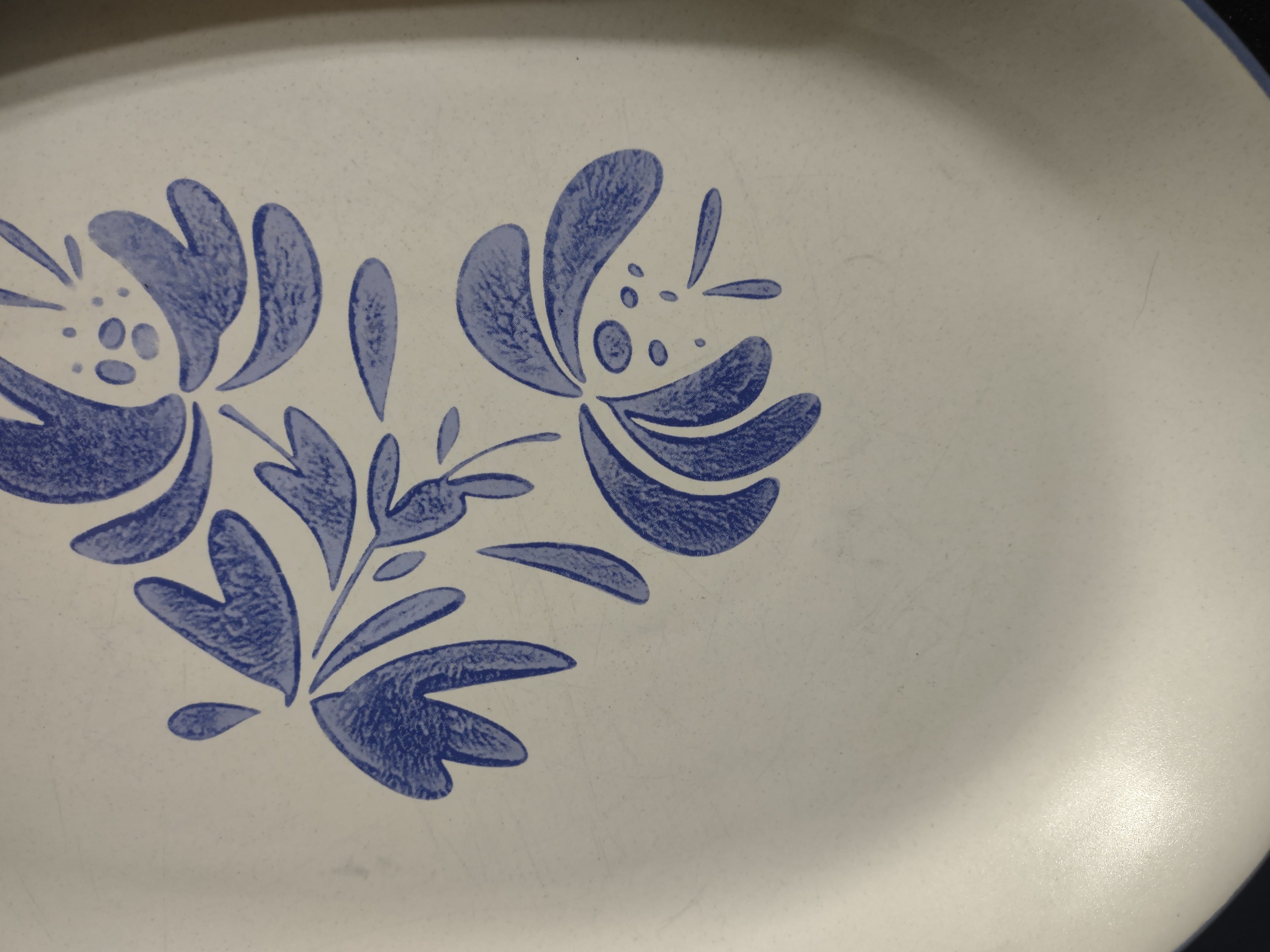 Vintage Pfaltzgraff Yorktowne Blue Floral Oval Serving Platter 14in [6425]