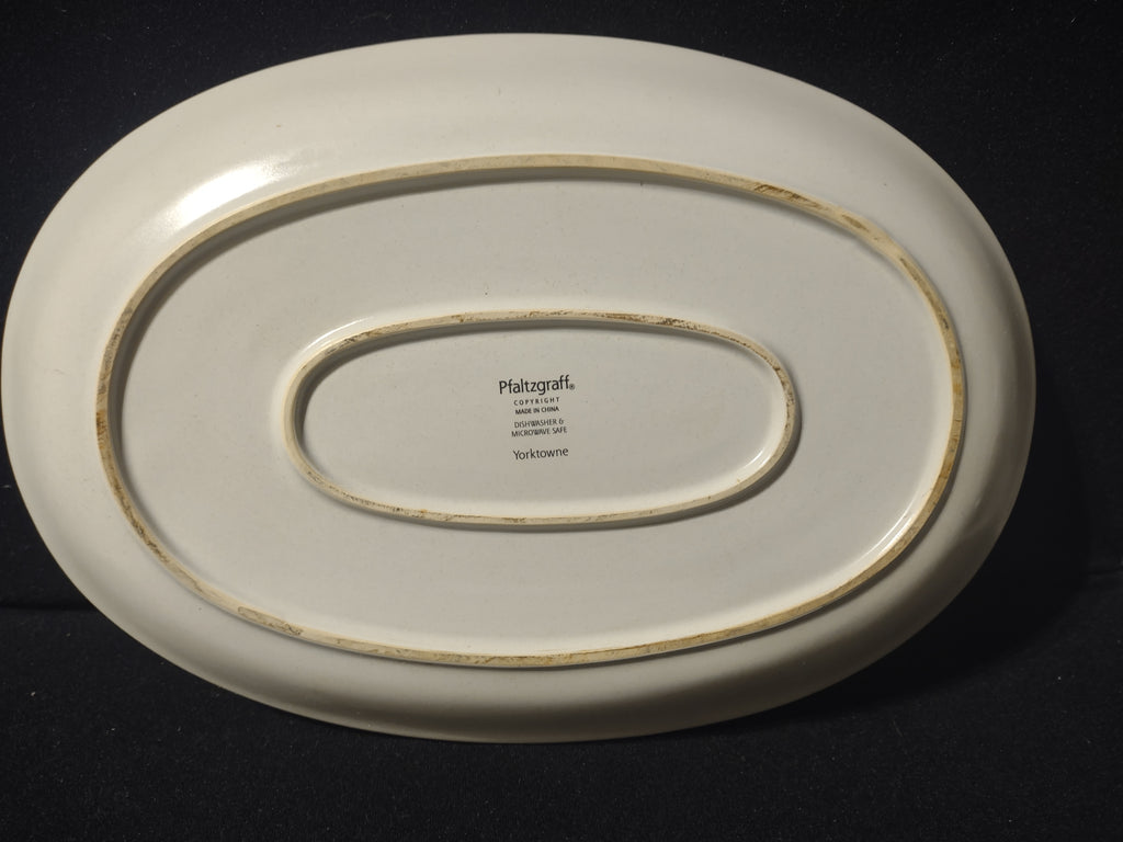 Vintage Pfaltzgraff Yorktowne Blue Floral Oval Serving Platter 14in [6425]
