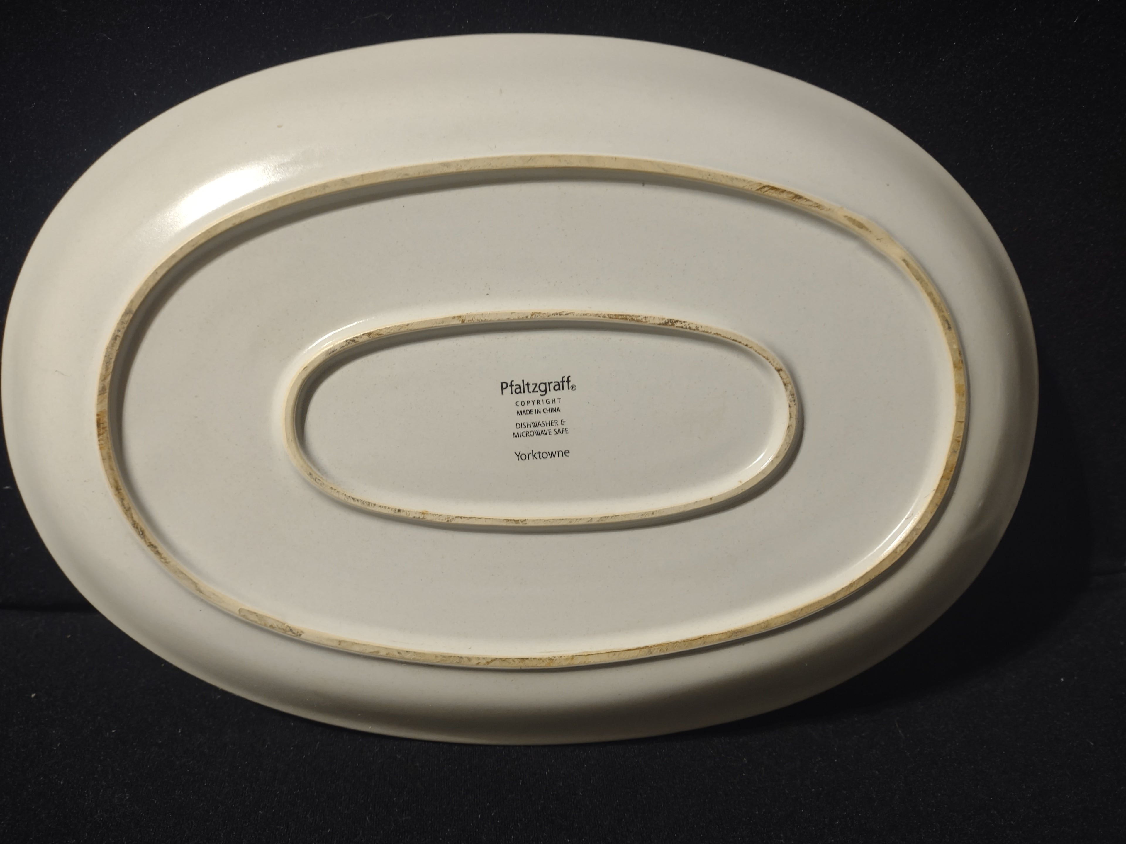 Vintage Pfaltzgraff Yorktowne Blue Floral Oval Serving Platter 14in [6425]