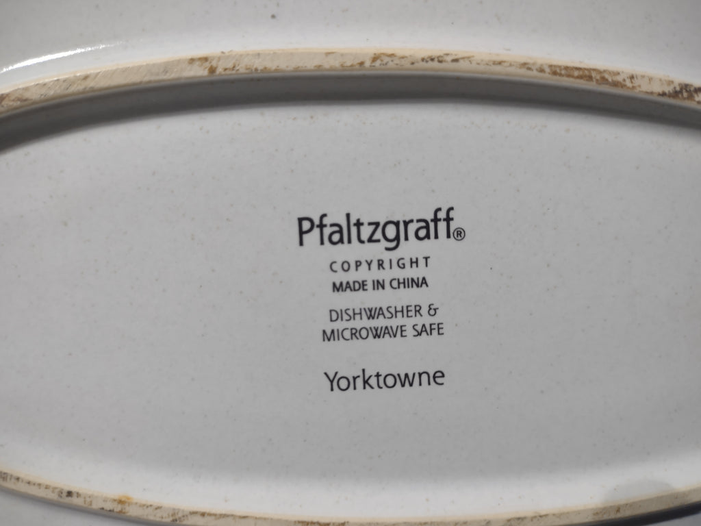 Vintage Pfaltzgraff Yorktowne Blue Floral Oval Serving Platter 14in [6425]