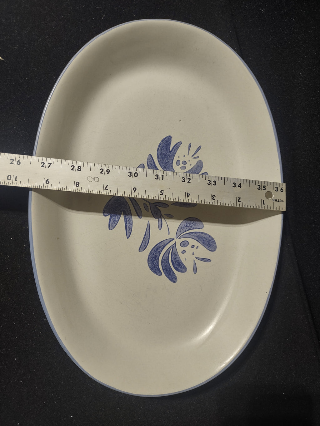 Vintage Pfaltzgraff Yorktowne Blue Floral Oval Serving Platter 14in [6425]