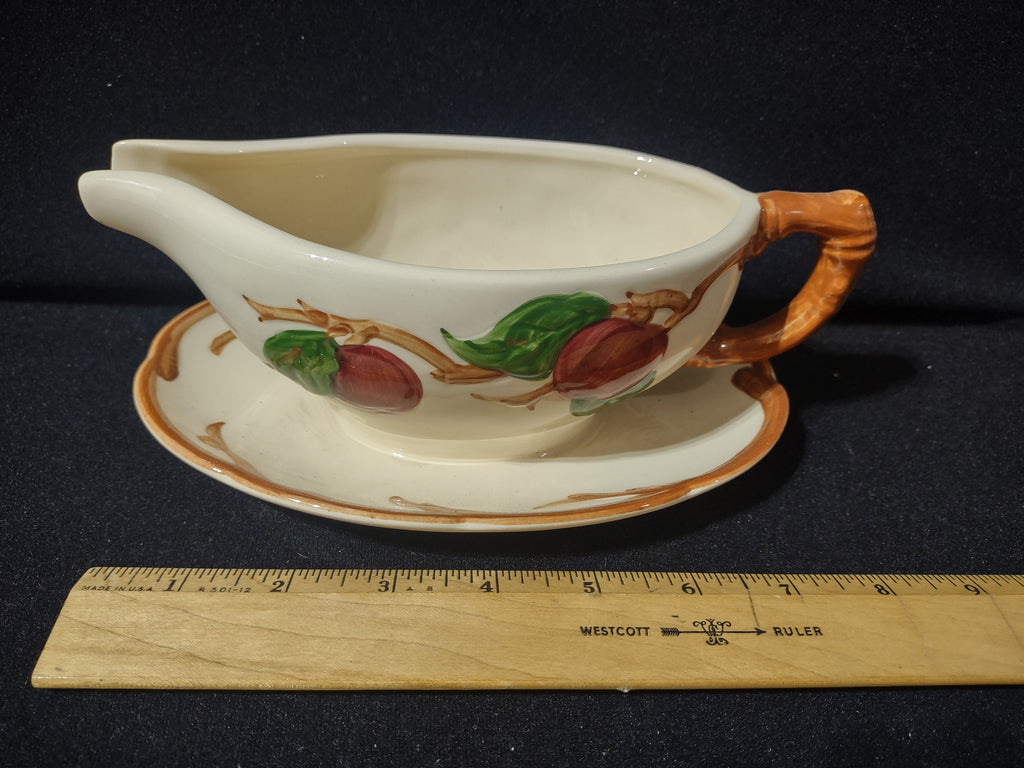 Vintage Franciscan Apple Gravy Boat Attached Underplate USA [6427]