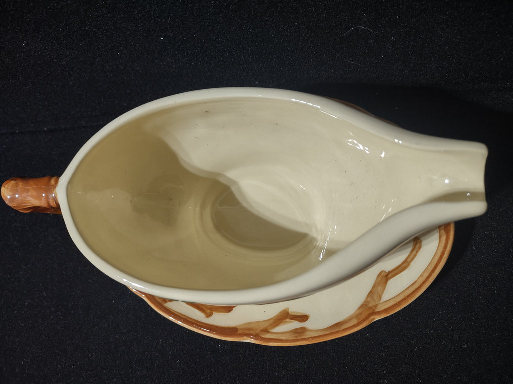 Vintage Franciscan Apple Gravy Boat Attached Underplate USA [6427]