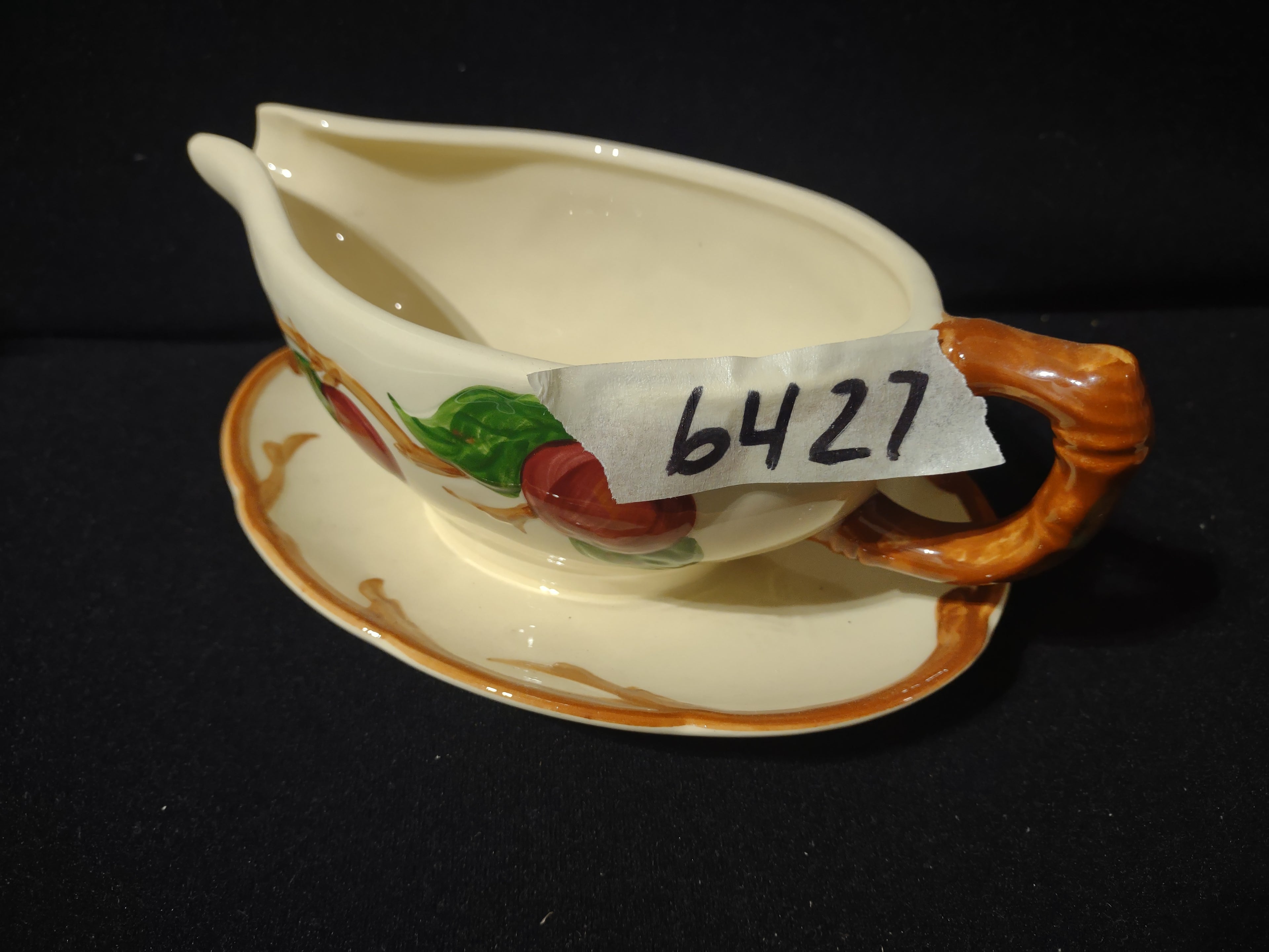 Vintage Franciscan Apple Gravy Boat Attached Underplate USA [6427]