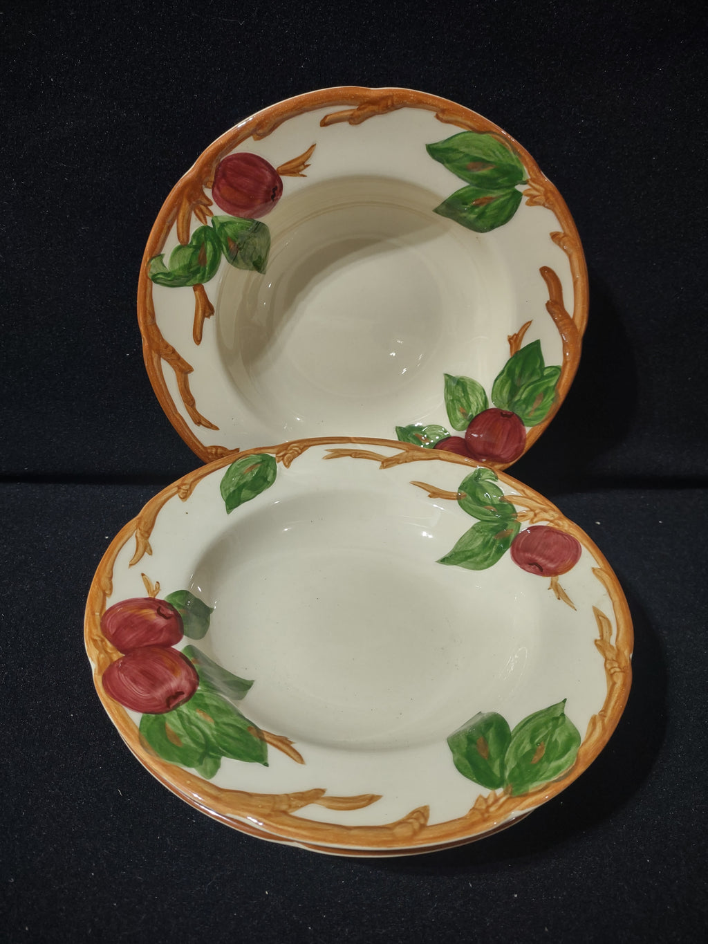 Vintage Franciscan Apple Rim Soup Bowl x 3 USA Earthenware [6429]
