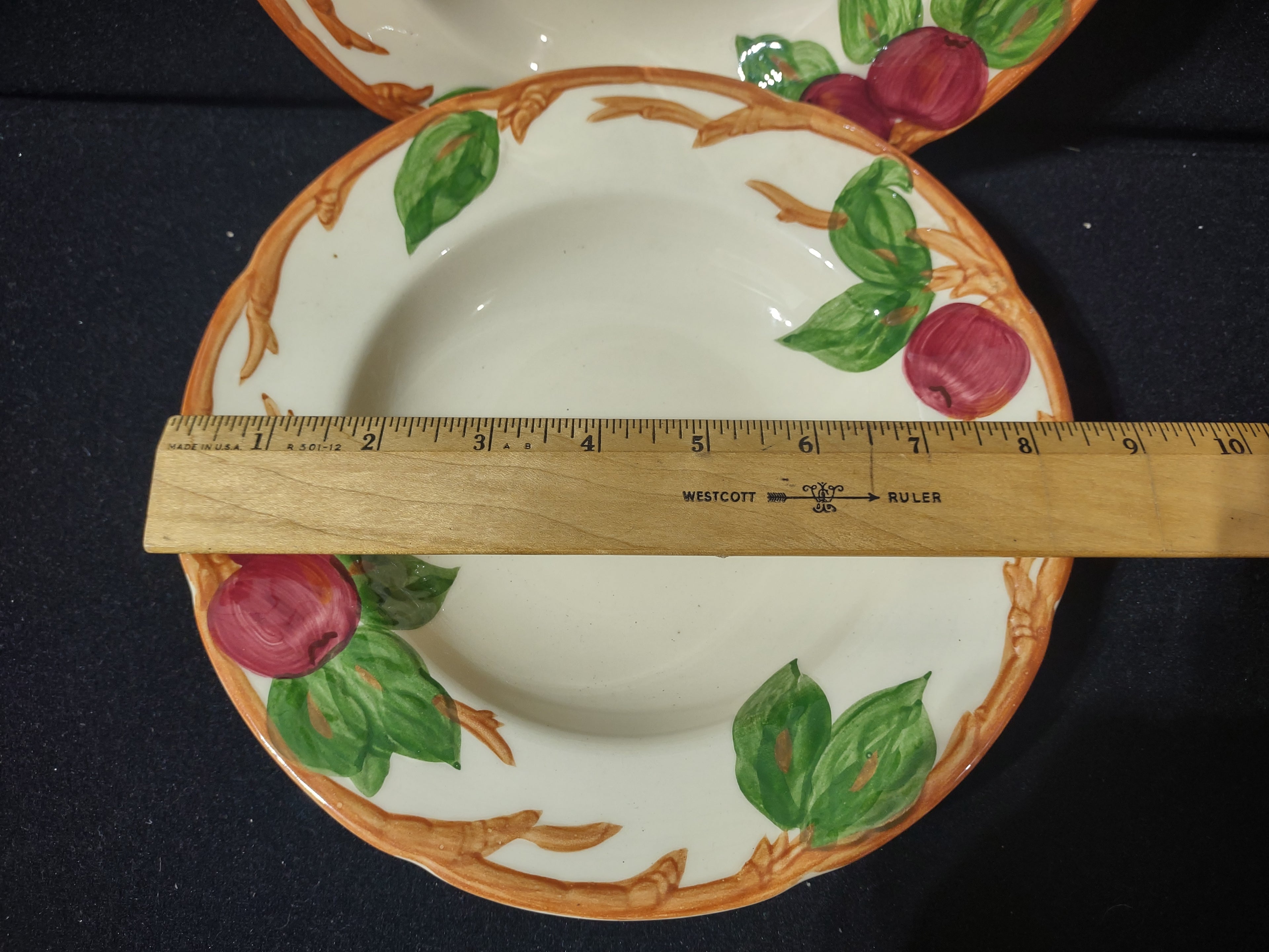 Vintage Franciscan Apple Rim Soup Bowl x 3 USA Earthenware [6429]