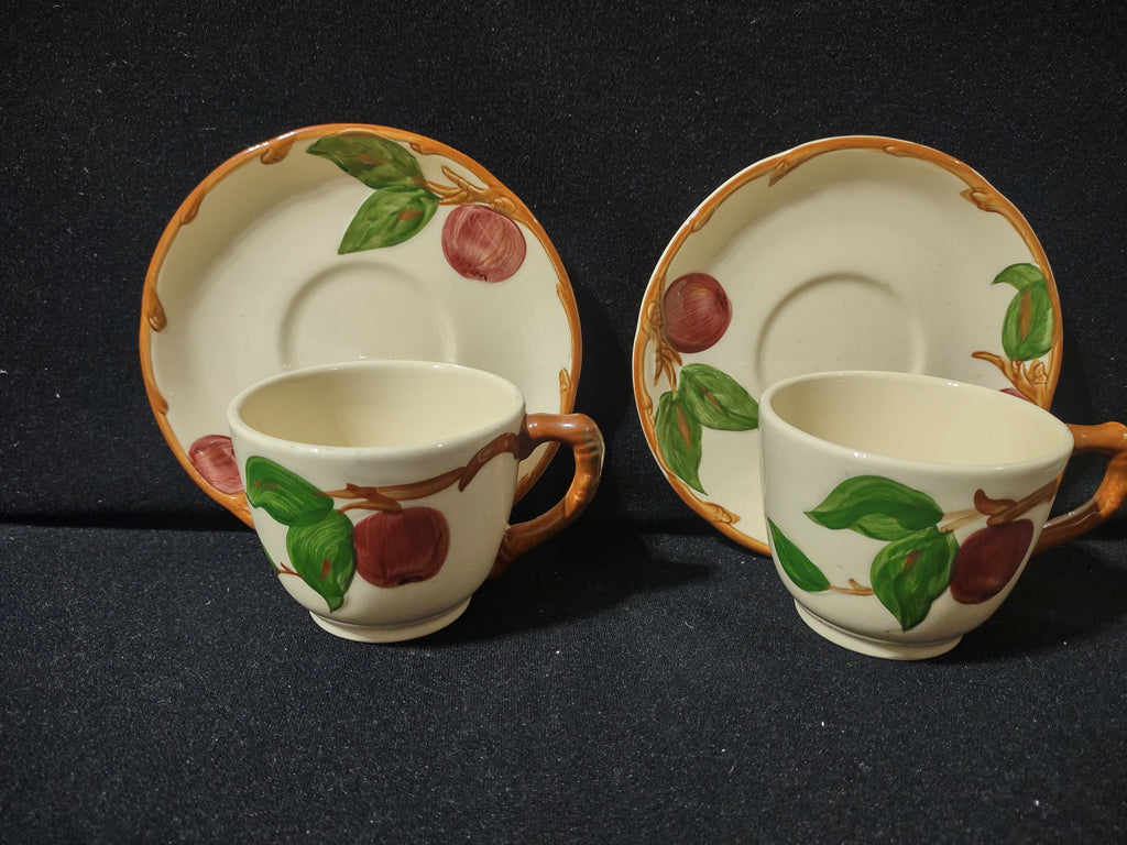 Vintage Franciscan Apple Cup & Saucer Sets Lot of 2 Earthenware California [6439]