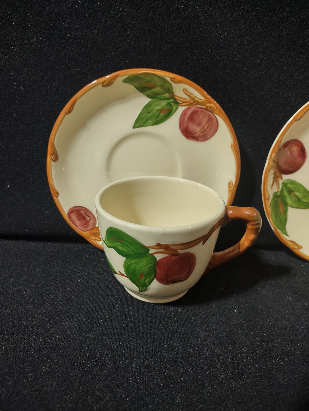 Vintage Franciscan Apple Cup & Saucer Sets Lot of 2 Earthenware California [6439]