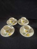Vintage Yellow Rose Demitasse Cup Saucer Set of 4 Yellow & Green [6441]
