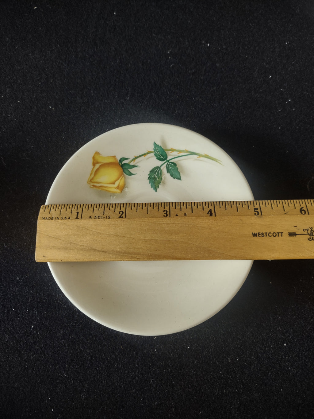 Vintage Yellow Rose Demitasse Cup Saucer Set of 4 Yellow & Green [6441]