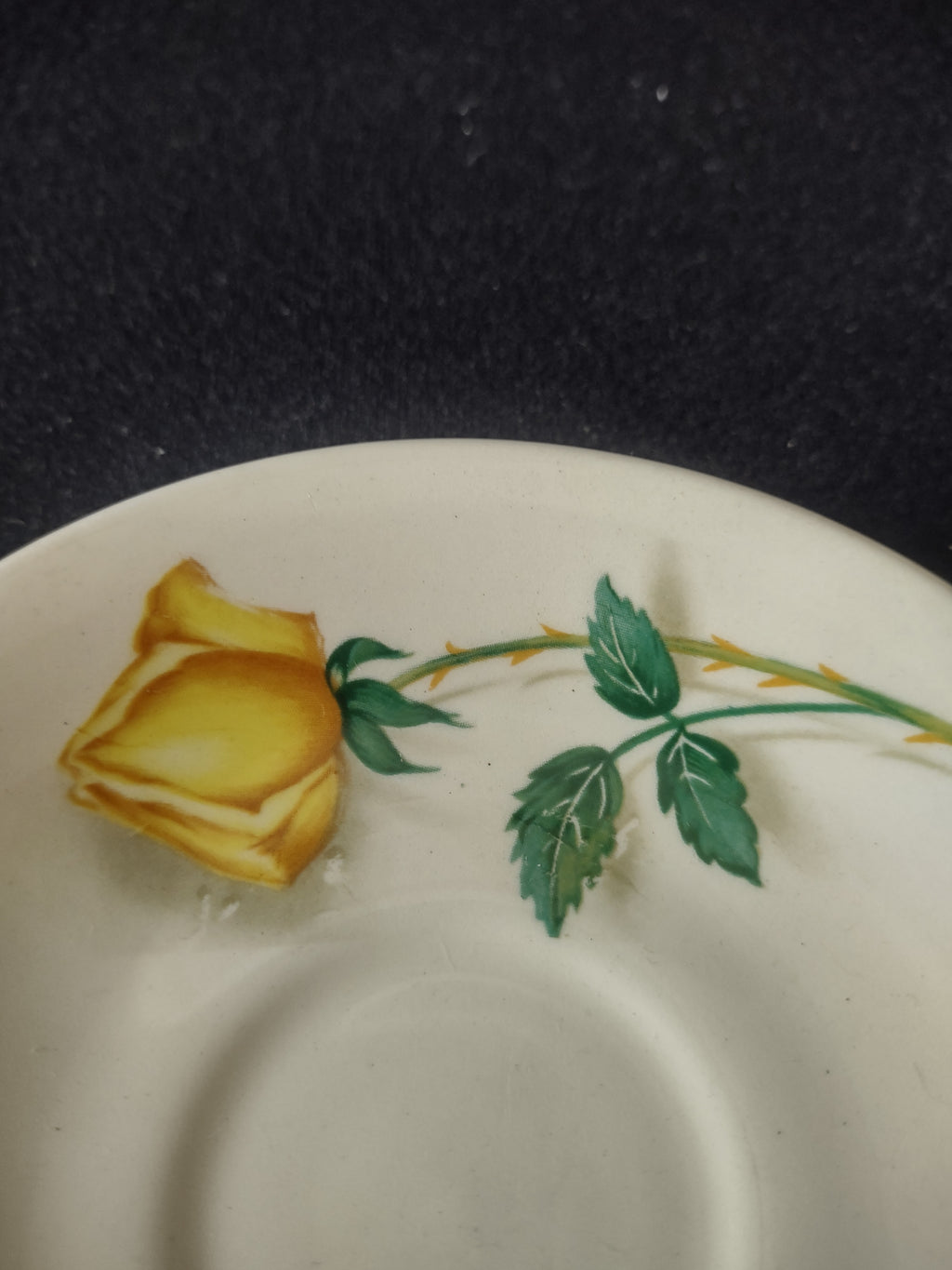 Vintage Yellow Rose Demitasse Cup Saucer Set of 4 Yellow & Green [6441]