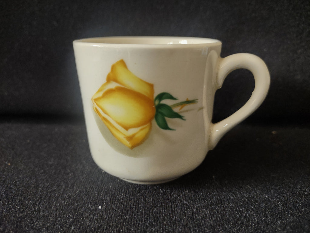 Vintage Yellow Rose Demitasse Cup Saucer Set of 4 Yellow & Green [6441]