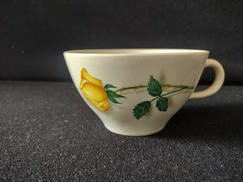Vintage Yellow Rose Tea Cup Pair Yellow & Green [6442]