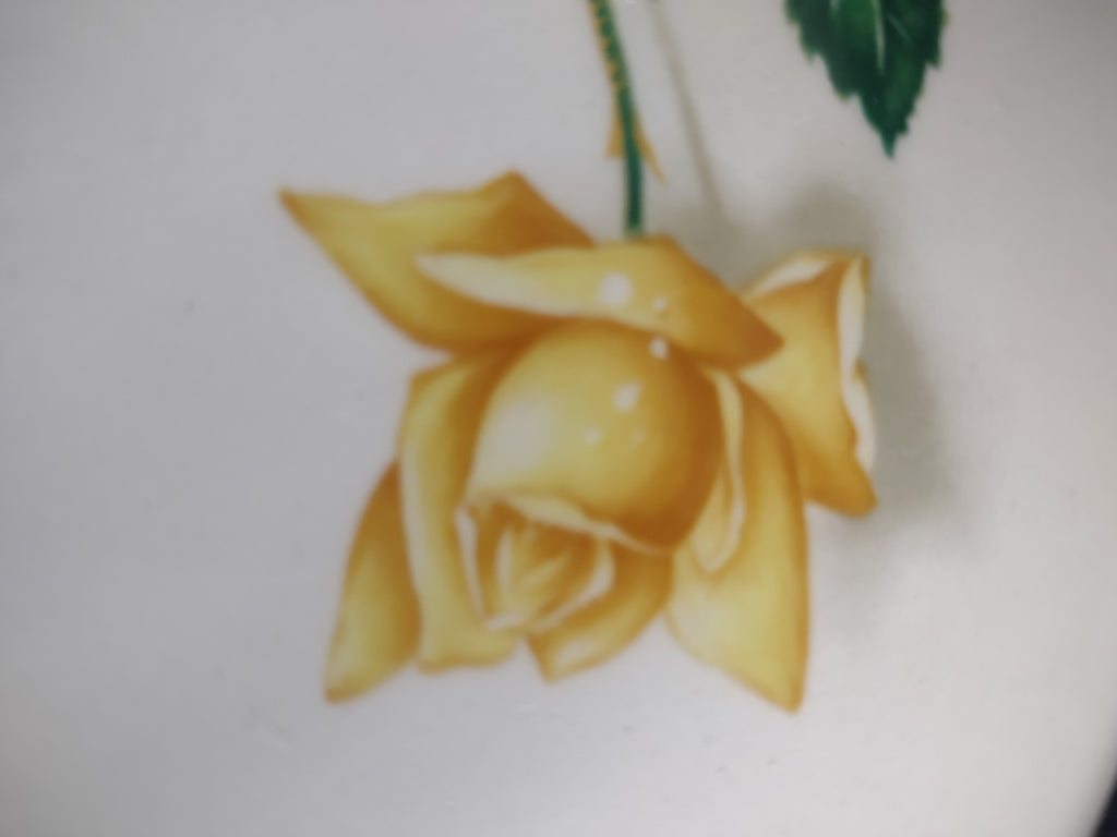 Vintage Yellow Gold Rose Bread Butter Plates Set of 3 Floral [6443]