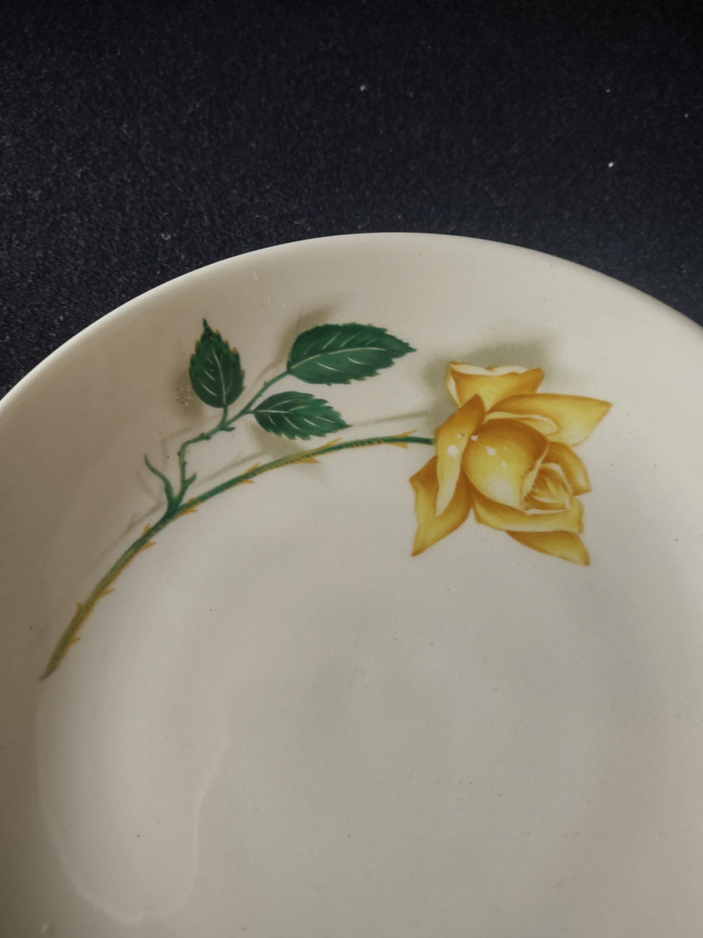 Vintage Yellow Gold Rose Bread Butter Plates Set of 3 Floral [6443]