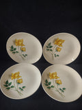 Vintage Yellow Rose Dessert Plates Set of 4 White Ceramic Floral [6445]