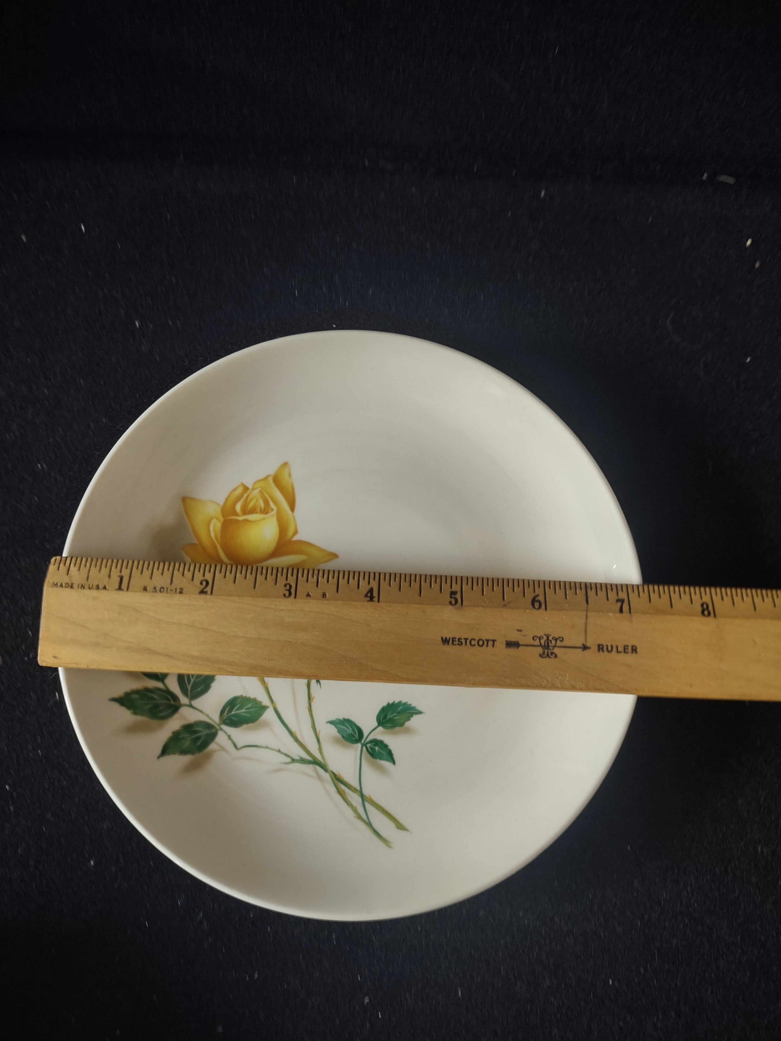Vintage Yellow Rose Dessert Plates Set of 4 White Ceramic Floral [6445]