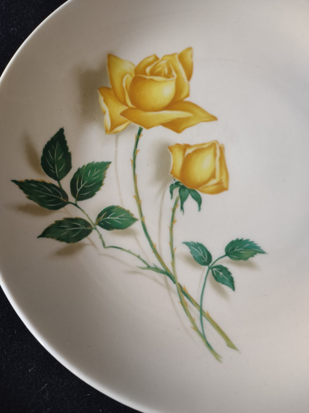 Vintage Yellow Rose Dessert Plates Set of 4 White Ceramic Floral [6445]
