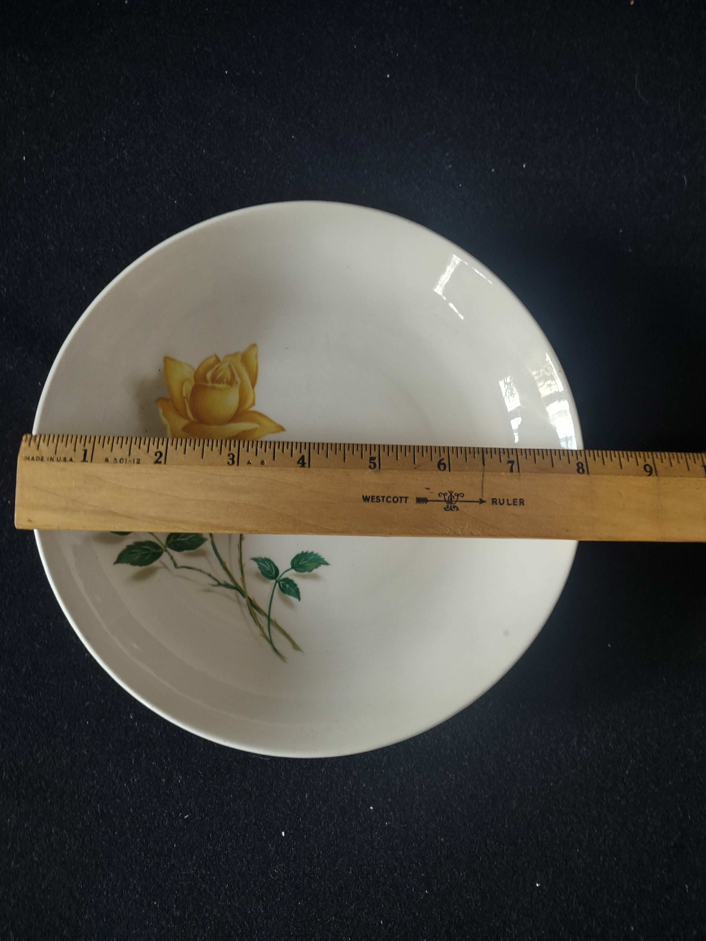 Vintage Canonsburg Pottery Yellow Rose Pasta Bowls Set of 4 [6446]