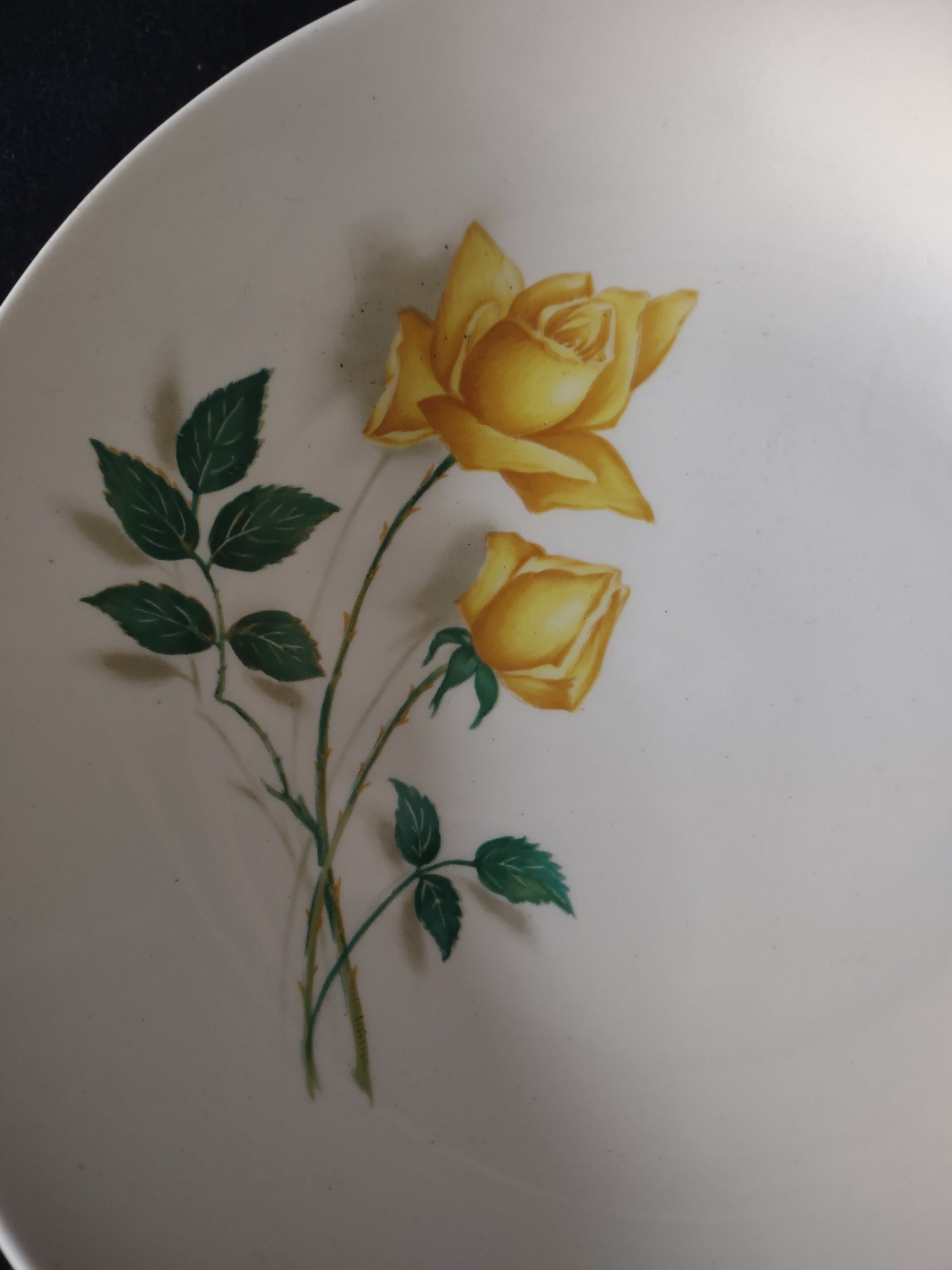 Vintage Canonsburg Pottery Yellow Rose Pasta Bowls Set of 4 [6446]