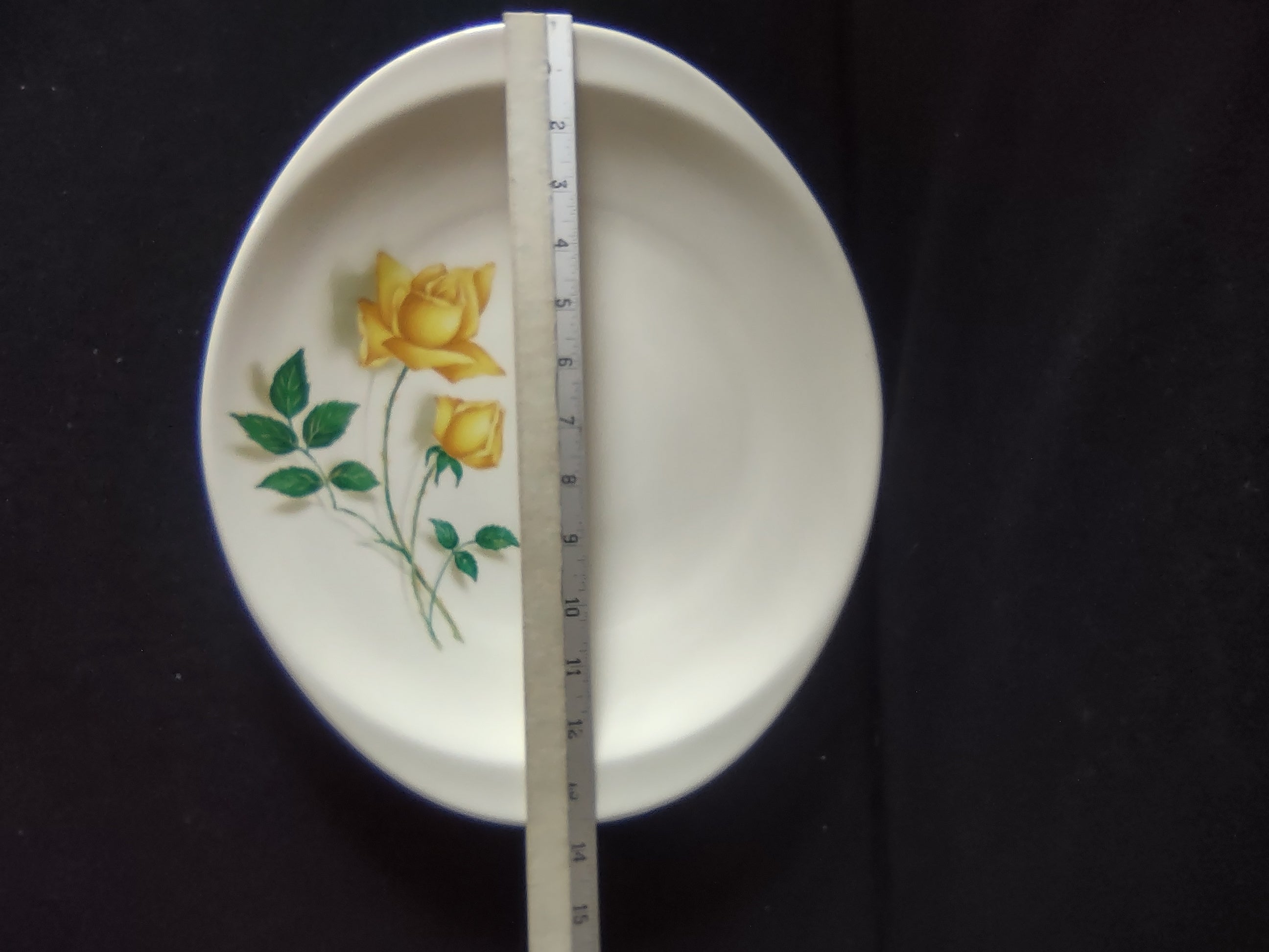 Vintage Canonsburg Pottery Yellow Rose Platter 13" [6447]