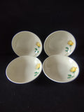 Vintage Canonsburg Pottery Yellow Rose Fruit Bowls Set of 4 [6448]