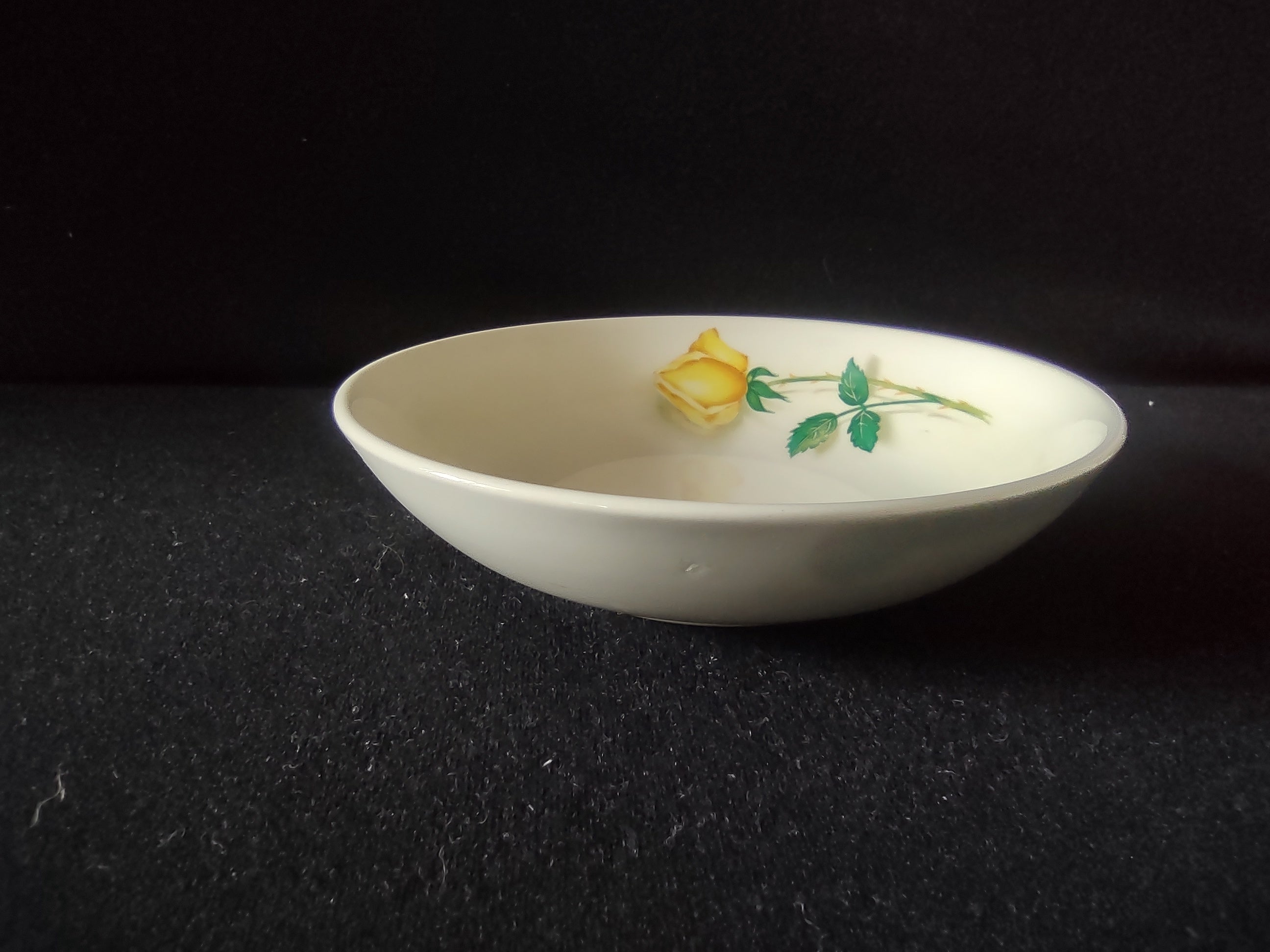 Vintage Canonsburg Pottery Yellow Rose Fruit Bowls Set of 4 [6448]
