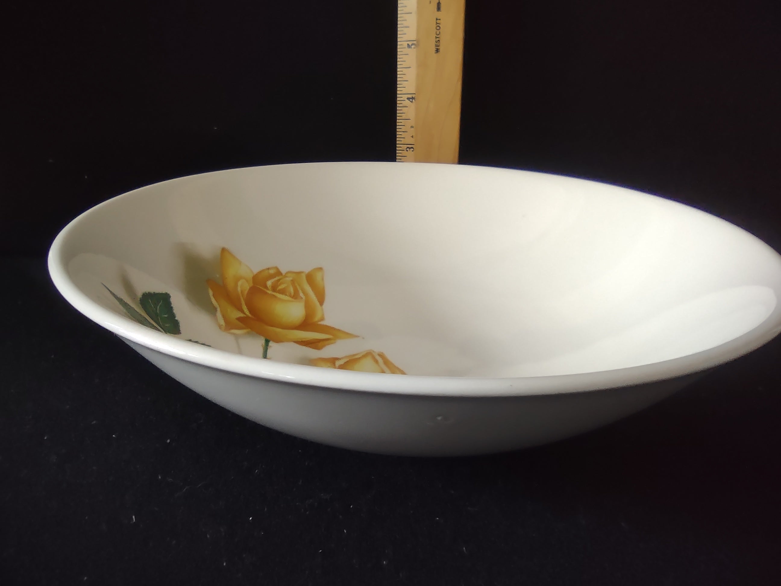 Vintage Canonsburg Pottery Yellow Rose Serving Bowl 9 Inch [6453]