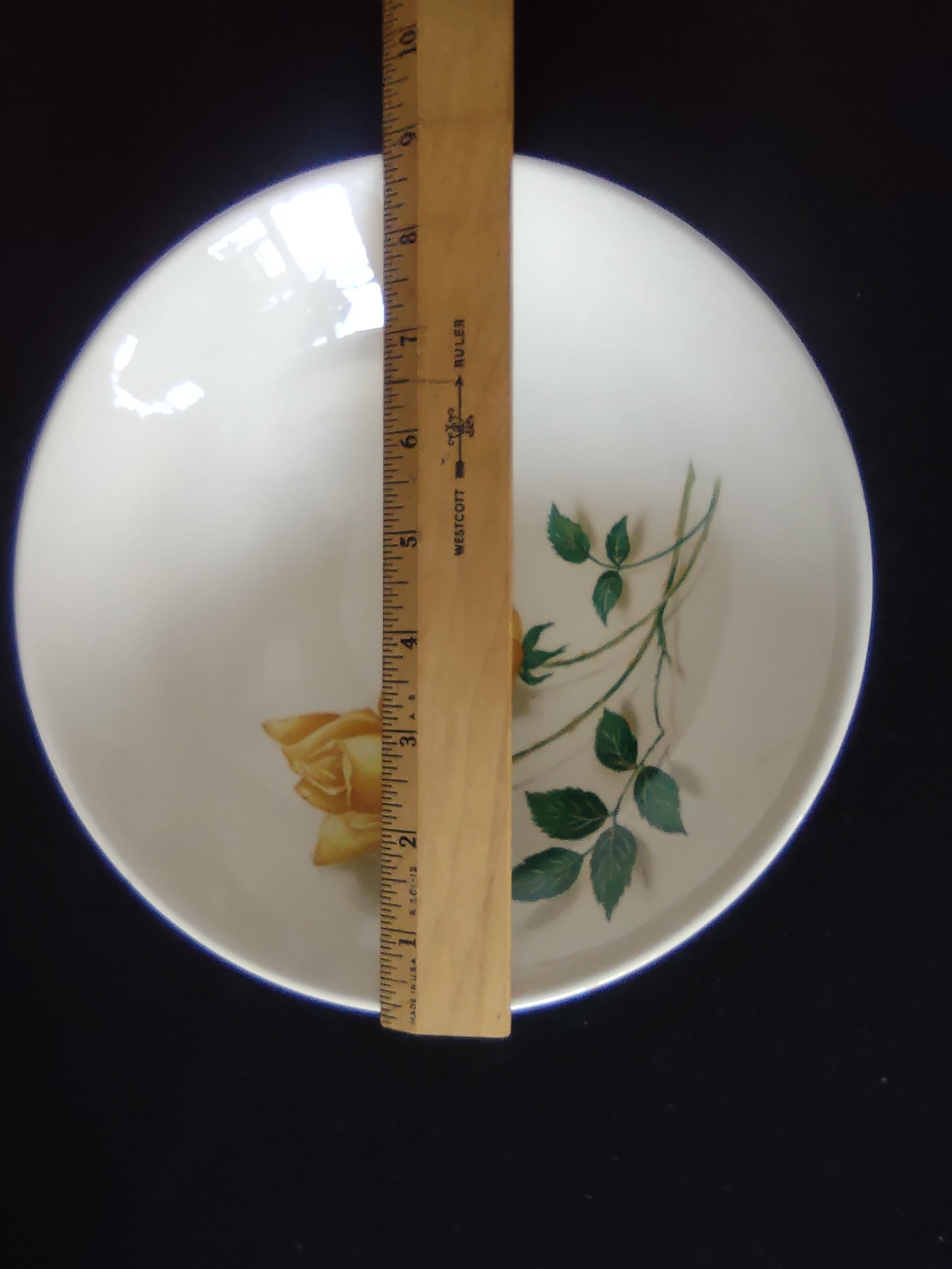 Vintage Canonsburg Pottery Yellow Rose Serving Bowl 9 Inch [6453]