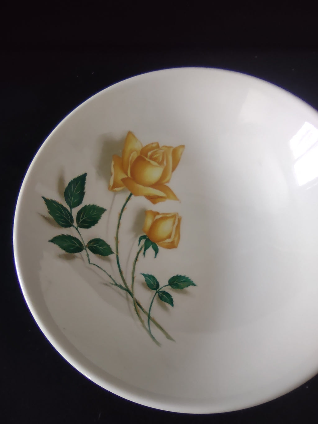 Vintage Canonsburg Pottery Yellow Rose Serving Bowl 9 Inch [6453]