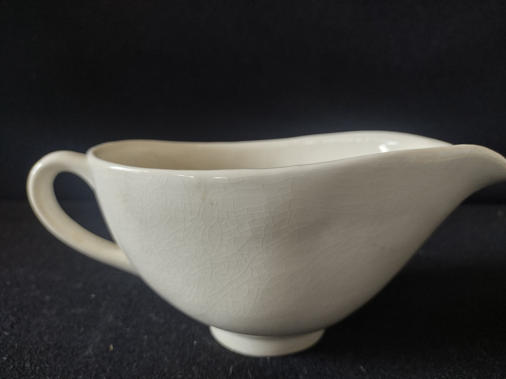 Vintage Yellow Rose Gravy Boat Ceramic USA White Cream [6454]