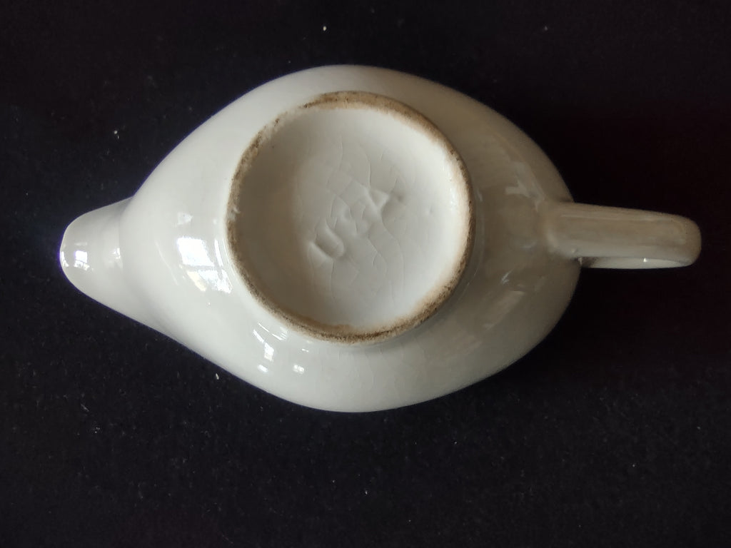 Vintage Yellow Rose Gravy Boat Ceramic USA White Cream [6454]
