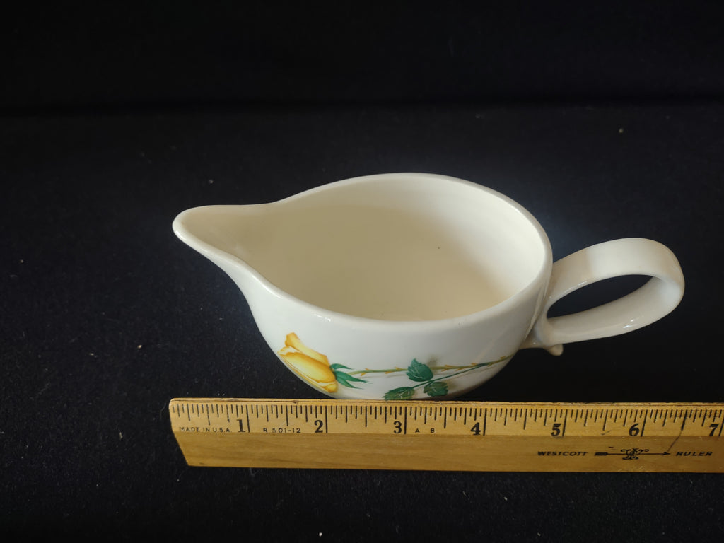 Vintage Yellow Rose Creamer & Sugar Bowl with Lid Cream Ceramic Mid-Century [6455]
