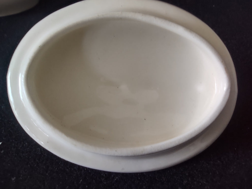 Vintage Yellow Rose Creamer & Sugar Bowl with Lid Cream Ceramic Mid-Century [6455]