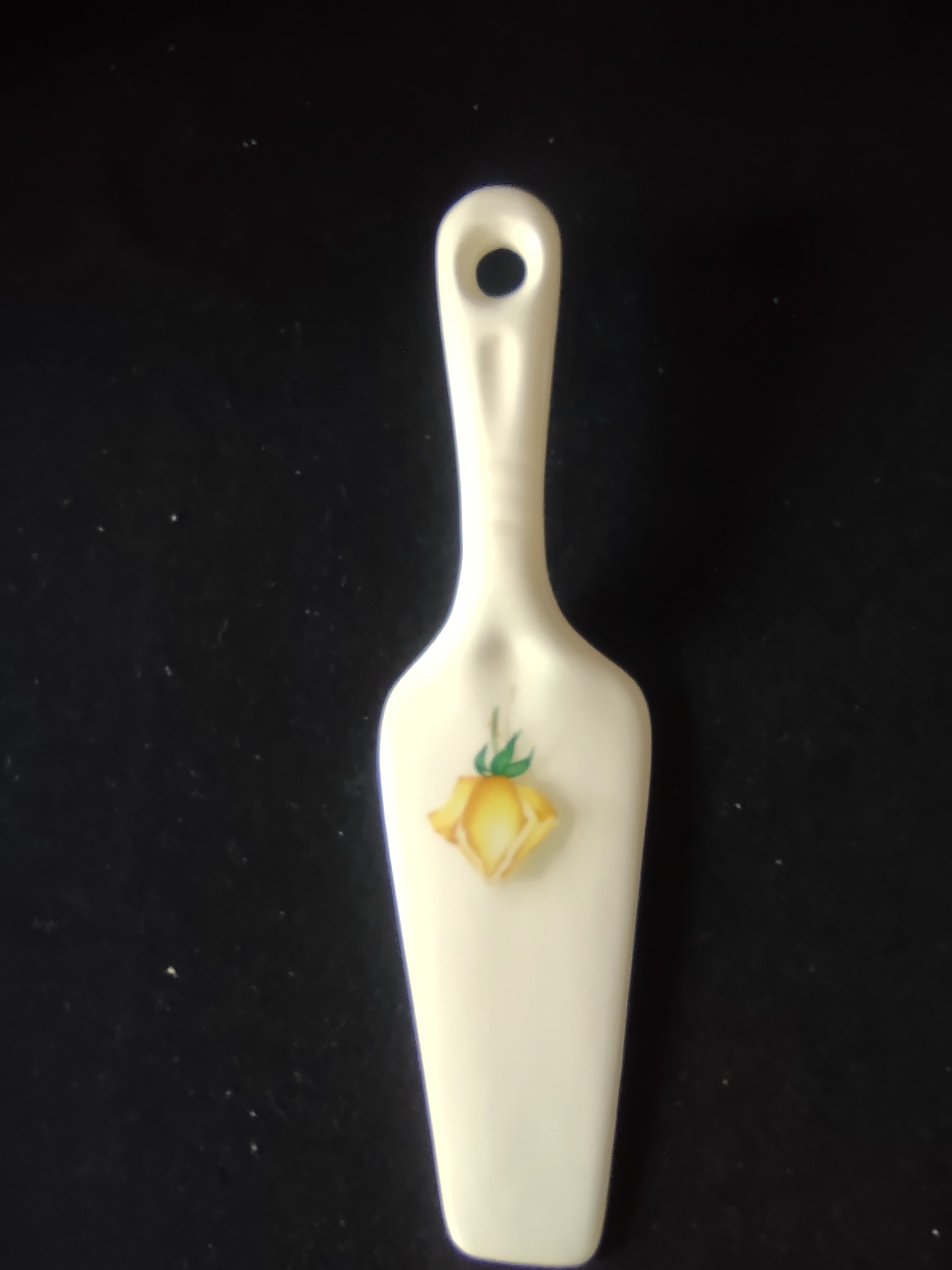 Vintage Yellow Rose Ceramic Cake Server Pie Spatula Cream Floral [6456]