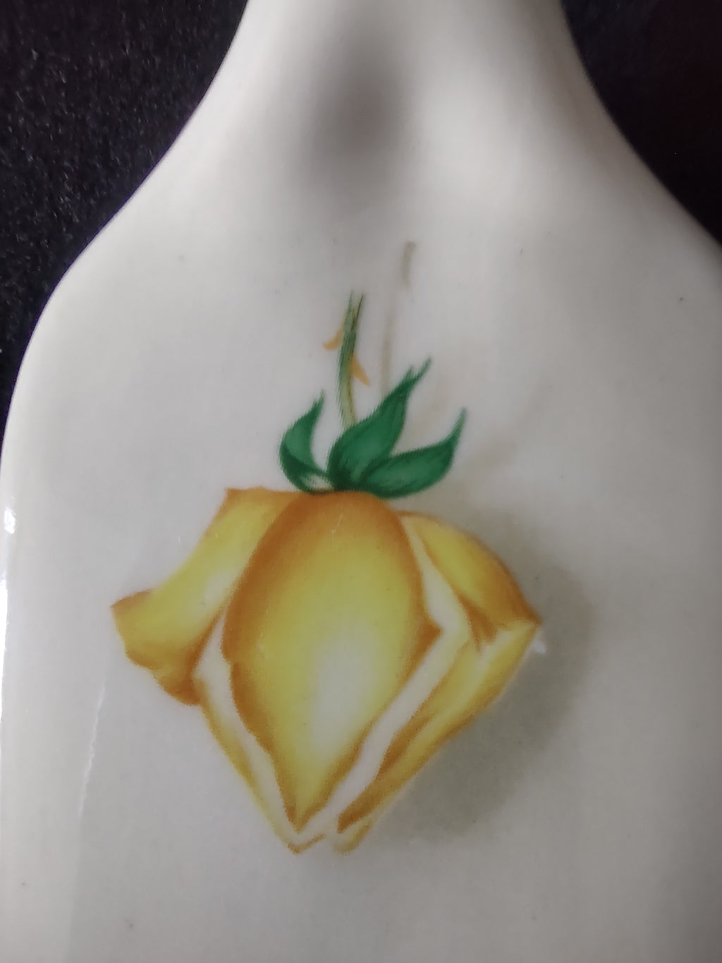 Vintage Yellow Rose Ceramic Cake Server Pie Spatula Cream Floral [6456]