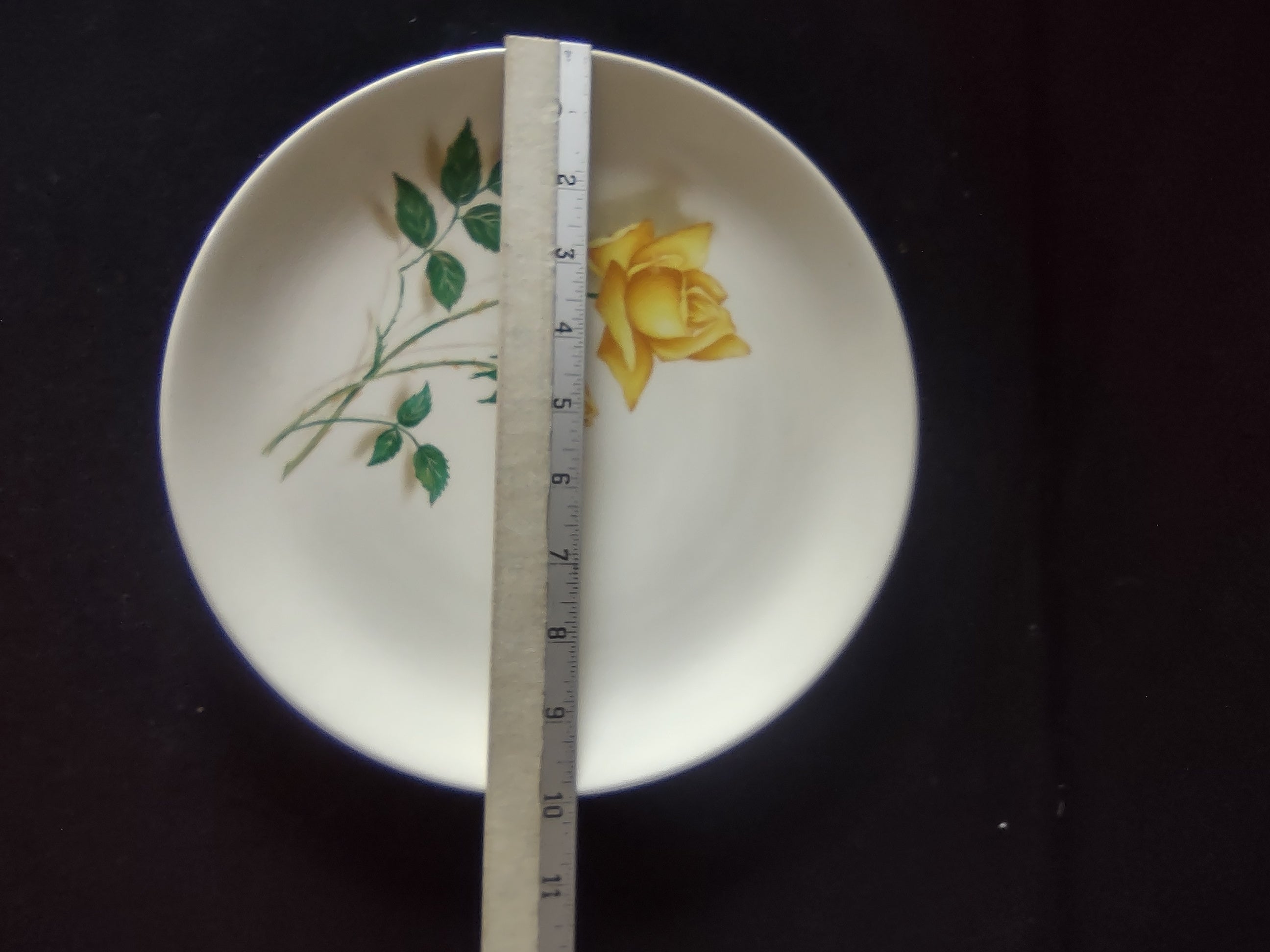 Vintage Yellow Rose 10" Replacement Plate for Tiered Cake Stand White Ceramic [6458]