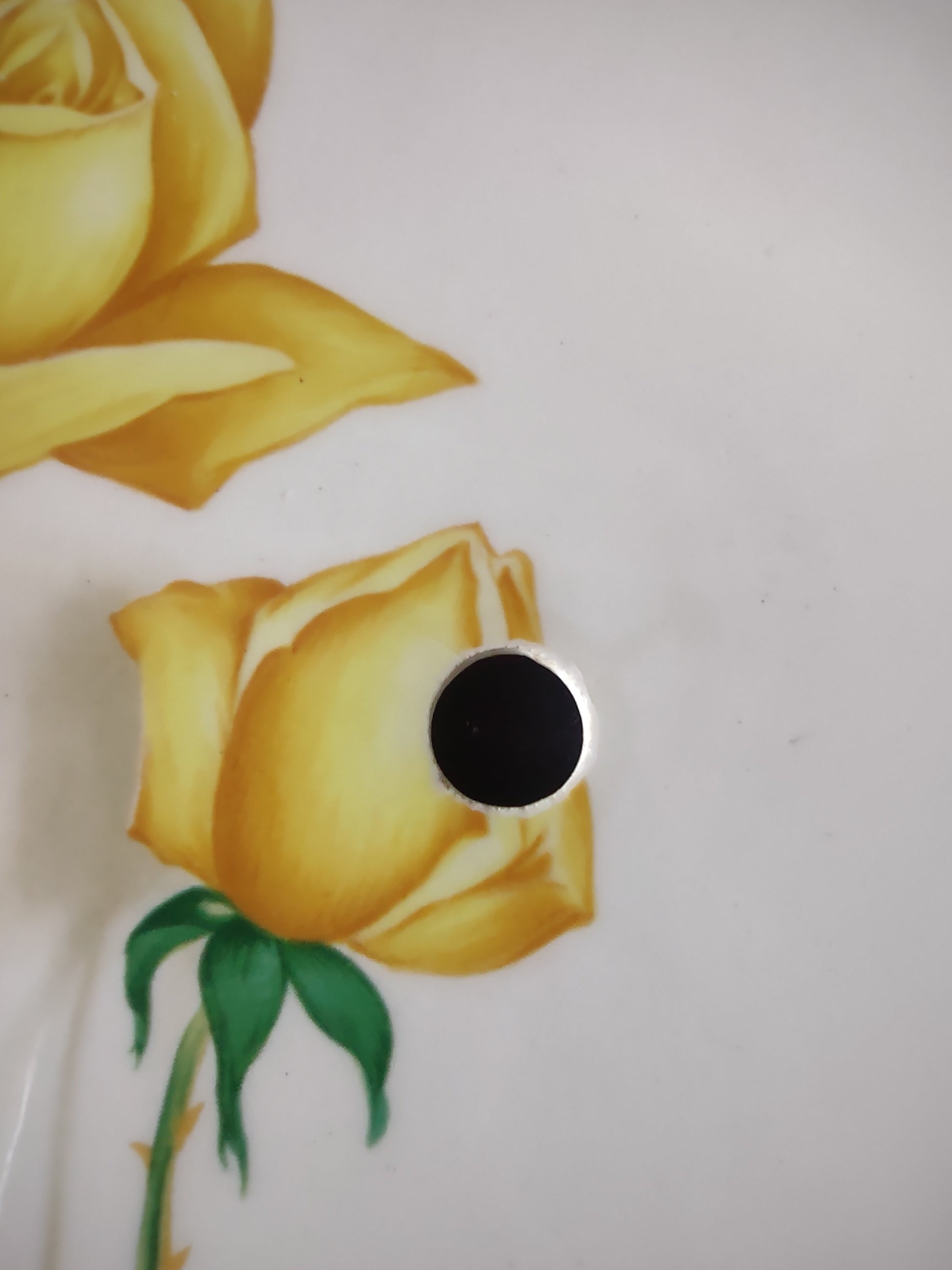 Vintage Yellow Rose 10" Replacement Plate for Tiered Cake Stand White Ceramic [6458]