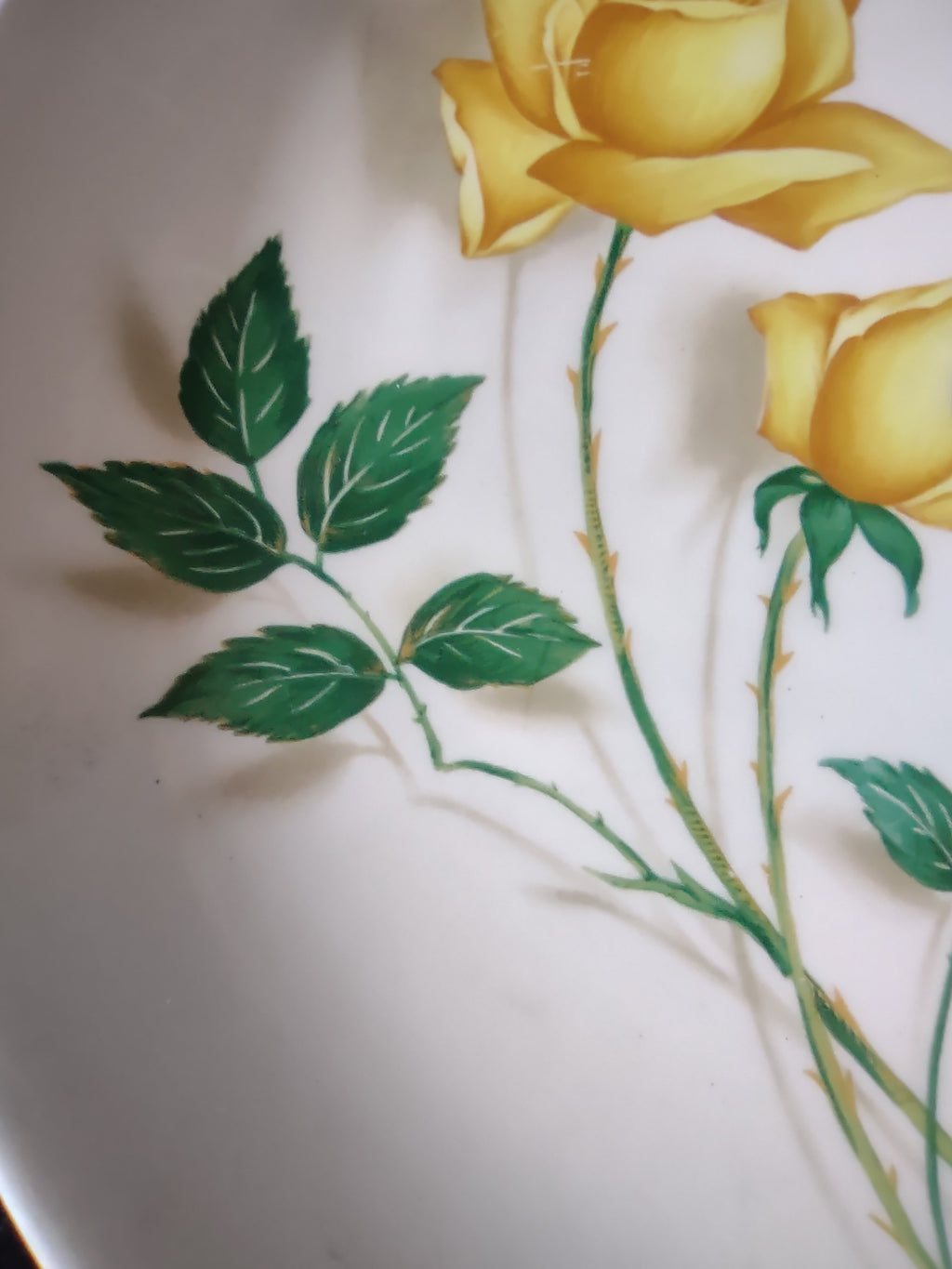 Vintage Yellow Rose 10" Replacement Plate for Tiered Cake Stand White Ceramic [6458]